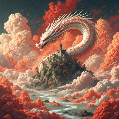 Primary subject: A dragon with a castle in the background.

Setting/background: The dragon is in a cloudy sky, with a castle in the distance.

Visual style: The image is a digital art or illustration.

Colors and mood: The image has a vibrant and dramatic color scheme, with reds, pinks, and oranges dominating the scene. The mood is intense and captivating, as the dragon appears to be in motion, possibly attacking the castle.